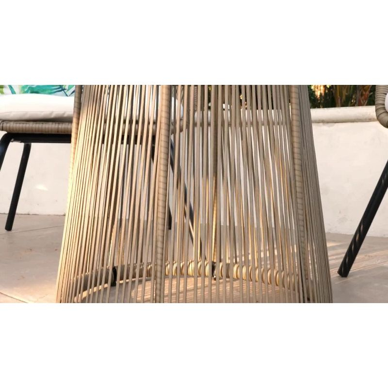 Best Choice Products 3-Piece Patio Conversation Bistro Set, Outdoor Wicker w/ 2 Chairs, Cushions, Side Table - Gray/Navy