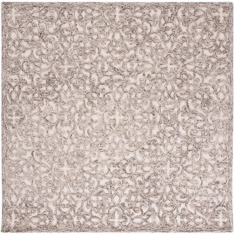 Trace TRC103 Hand Tufted Indoor Accent Rug - Brown/Ivory - 4'x4' - Safavieh