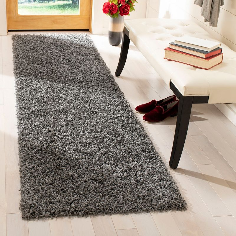 Athens Shag SGA119 Power Loomed Indoor Runner Rug - Dark Grey - 2'3"x8' - Safavieh