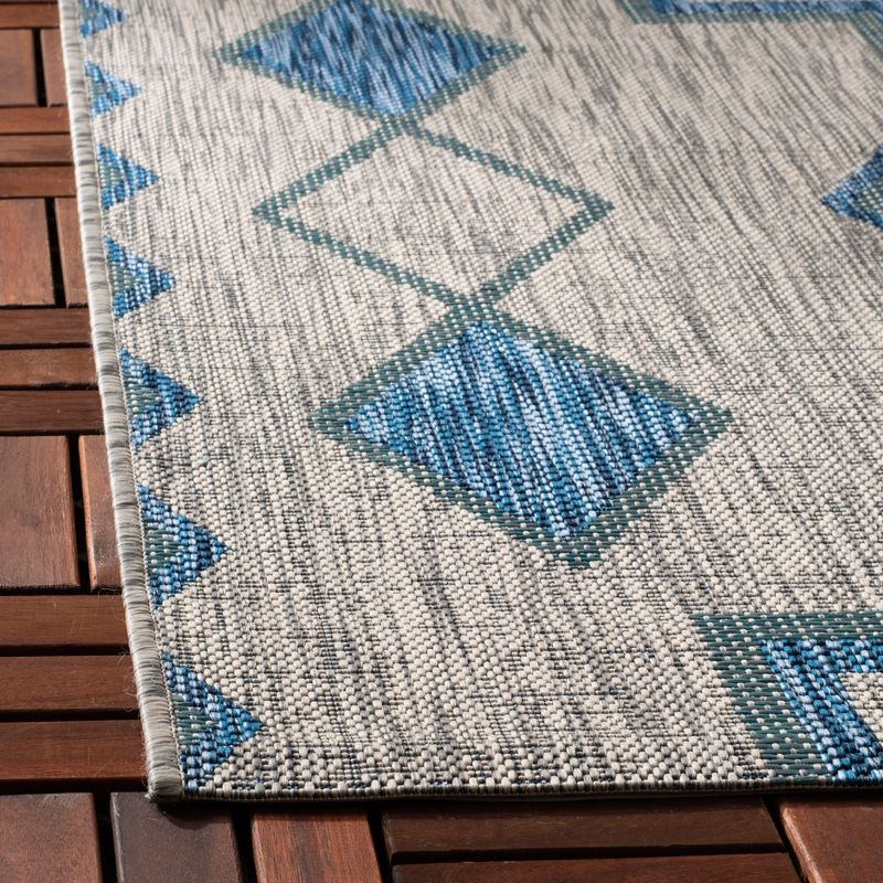 Courtyard CY8533 Power Loomed Indoor/Outdoor Area Rug - Grey/Aqua - 8'x11' - Safavieh.
