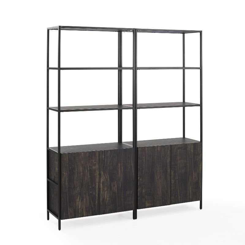 2pc 80.5" Jacobsen Etagere Set Brown Ash - Crosley: Industrial Storage, Steel Frame, Wood Veneer