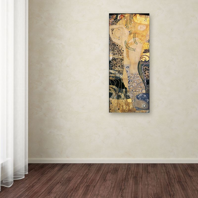 Trademark Fine Art -Gustav Klimt 'Water Serpents' Canvas Art - 24''x10''