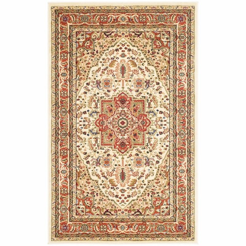 Lyndhurst LNH330 Power Loomed Area Rug - Ivory/Rust - 4'x6' - Safavieh.