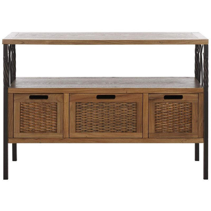 Joshua Media Console Table - Oak - Safavieh
