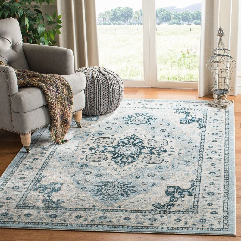 Isabella ISA936 Power Loomed Area Rug - Light Blue/Cream - 8'x10' - Safavieh