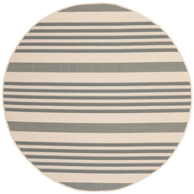Courtyard CY6062 Power Loomed Indoor/Outdoor Area Rug - Grey/Bone - 5&#x27;3&quot; Round - Safavieh.