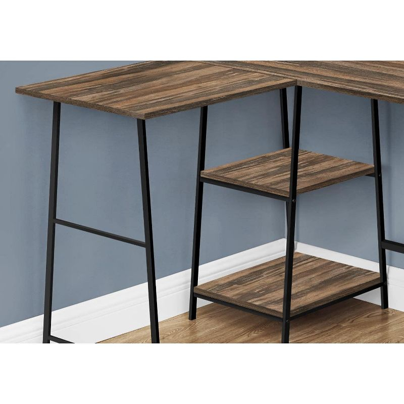 Monarch Specialties Computer Desk Home Office Corner Storage Shelves 48InchL L Shape Work Laptop Metal Laminate Brown Black Contemporary Modern
