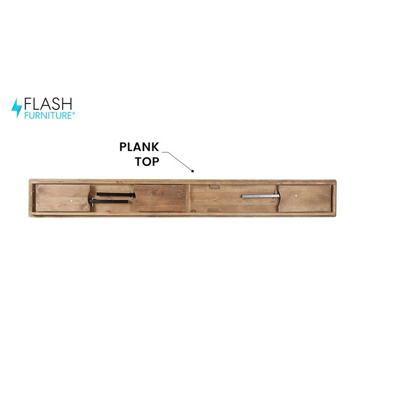 Flash Furniture HERCULES Series 8' x 12" Antique Rustic Solid White Pine Folding Farm Bench with 3 Legs