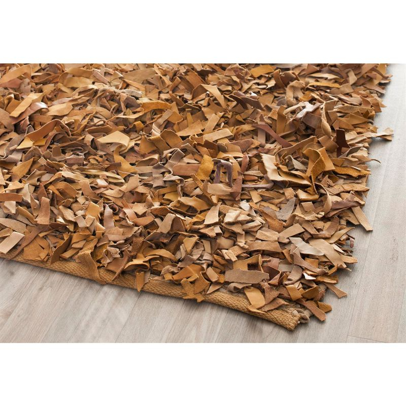 Leather Shag LSG511 Handwoven Area Rug - Light Gold - 5'x8' - Safavieh
