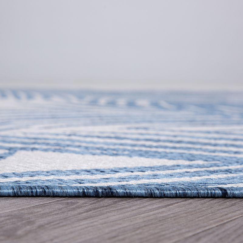 World Rug Gallery Contemporary Distressed Leaves Textured Flat Weave Indoor/Outdoor Area Rug - BLUE 5' X 7'