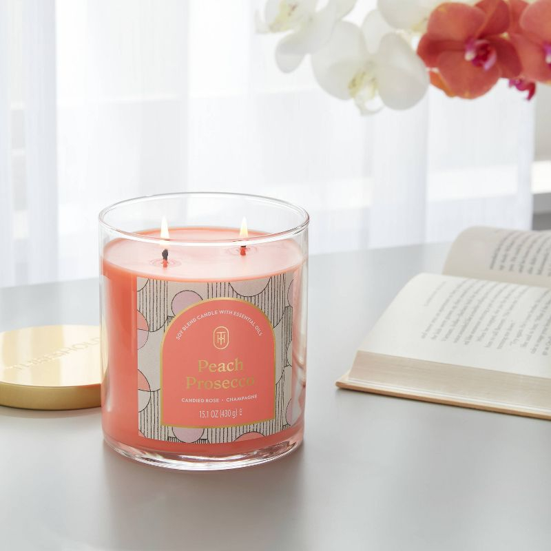 2-Wick Lidded Glass Jar Candle Peach Prosecco 15.1oz - Threshold™
