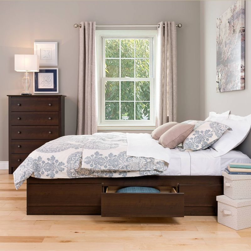 Full Mate's Platform Storage Bed with 6 Drawers Espresso - Prepac: Wood Composite, Pine Frame, No Box Spring Required