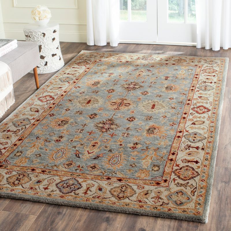 Antiquity AT847 Hand Tufted Indoor Area Rug - Blue/Ivory - 5'x8' - Safavieh
