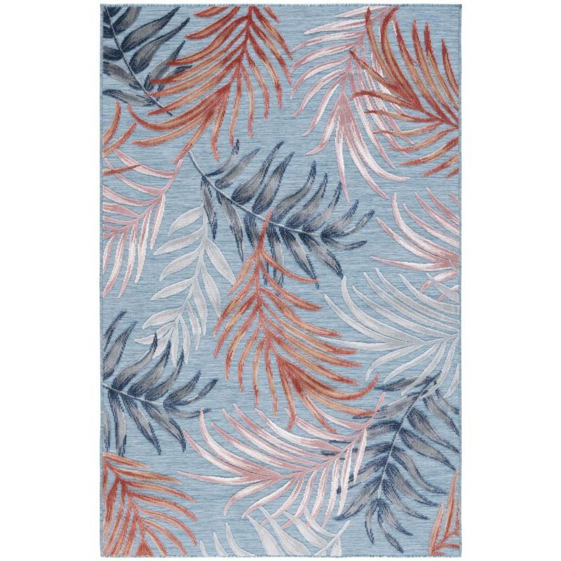 Cabana CBN458 Power Loomed UV Resistant Indoor/Outdoor Area Rug - Blue/Rust - 5'1"x7'6" - Safavieh