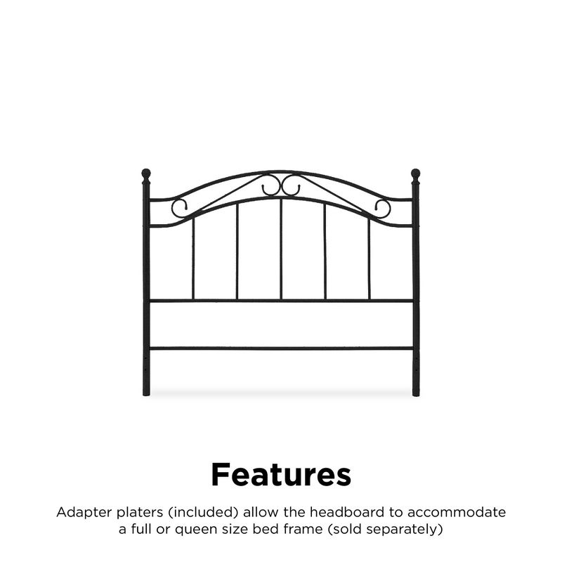DHP Full/Queen Metal Headboard with Delicate Detailing, Black