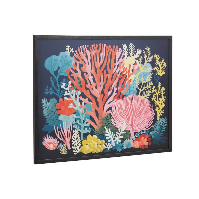 Kate & Laurel All Things Decor 20"x16" Gallery Bright Coral Underwater Ocean Print by The Creative Bunch Studio Black