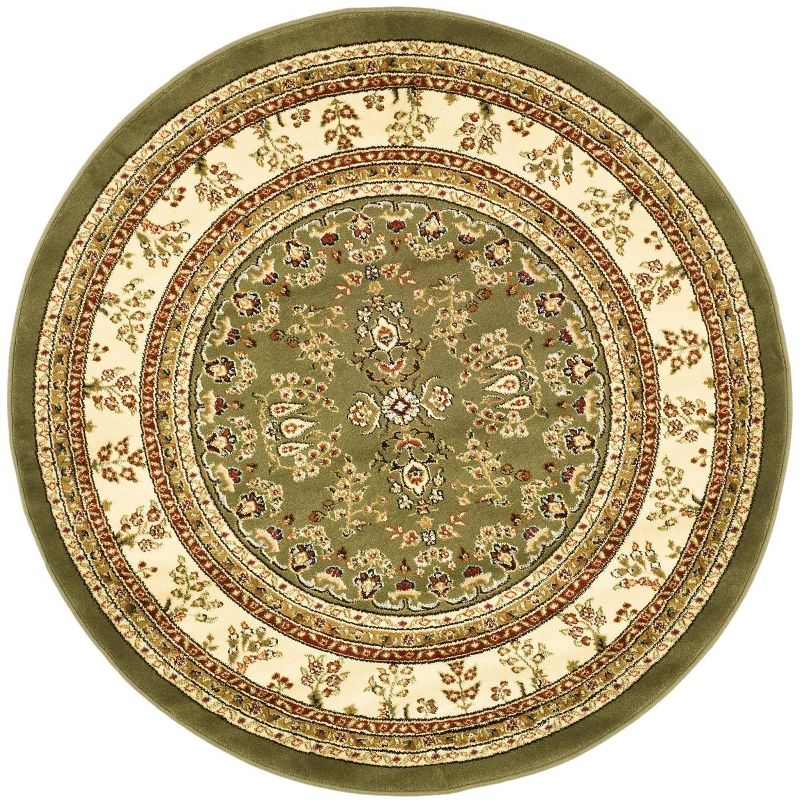 Lyndhurst Sarouk LNH331 Power Loomed Area Rug - Sage/Ivory - 5'3" Round - Safavieh