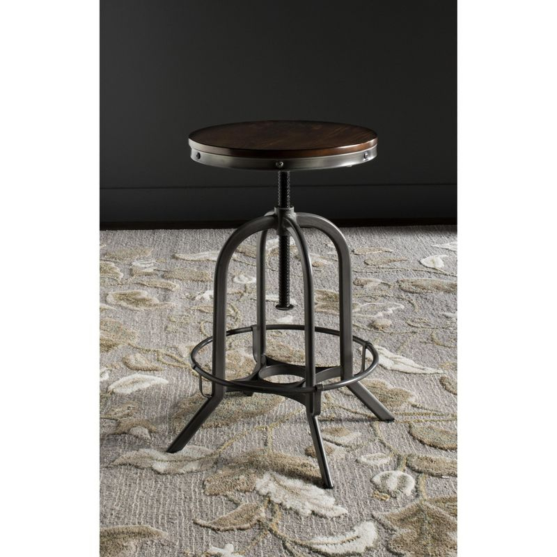 Wildomar Swivel Stool - FOX6226 - Burnt Oak/Iron - Safavieh Couture
