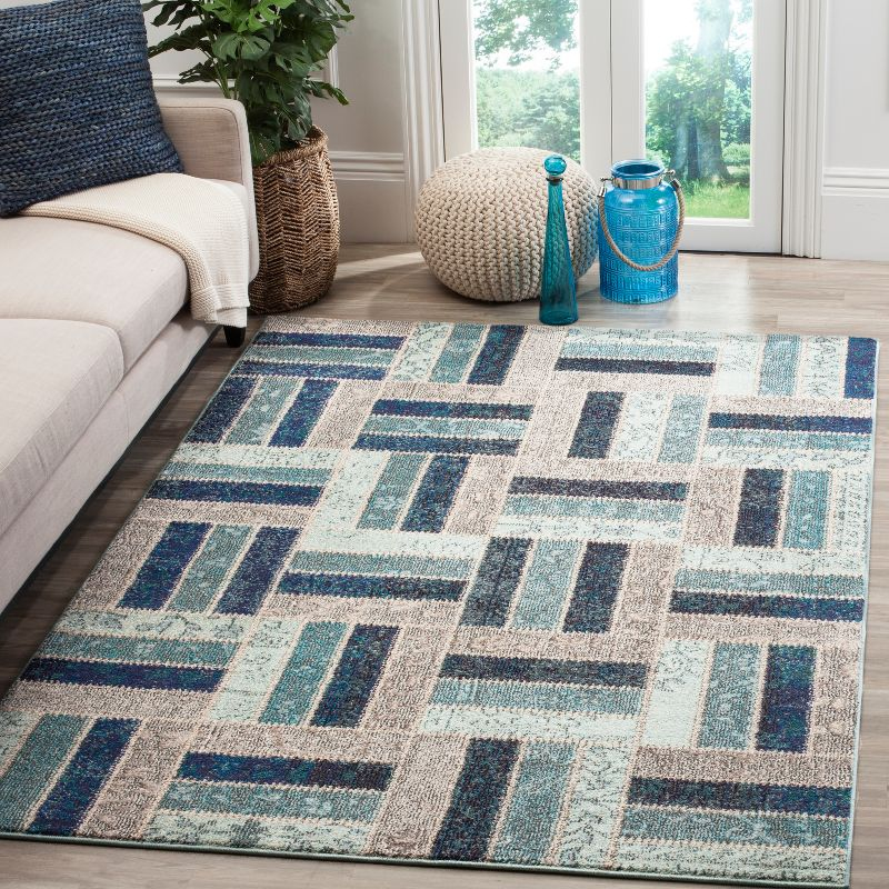 Monaco MNC214 Power Loomed Indoor Area Rug - Grey/Blue - 5'1"x7'7" - Safavieh