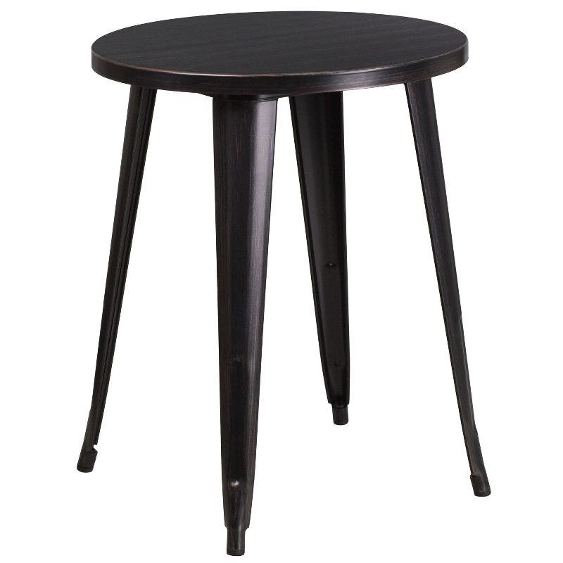 Flash Furniture Commercial Grade 24" Round Black-Antique Gold Metal Indoor-Outdoor Table