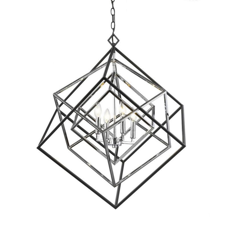 Z-Lite Euclid 4 - Light Chandelier in  Chrome/Matte Black