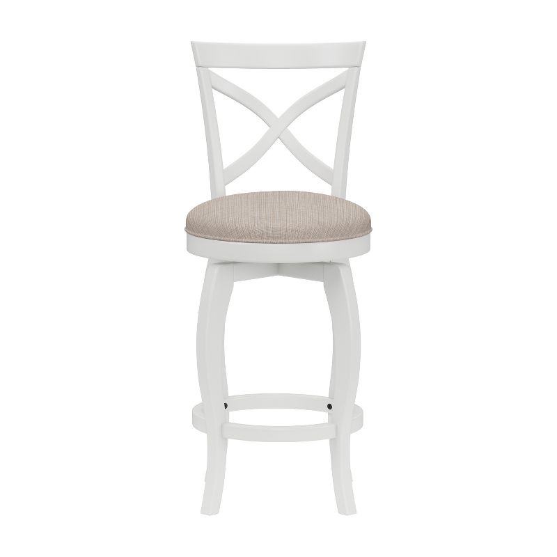 Hillsdale Furniture 25" Ellendale Wood Counter Height Barstool White: Nautical Style, Matte Finish, Polyester Upholstery