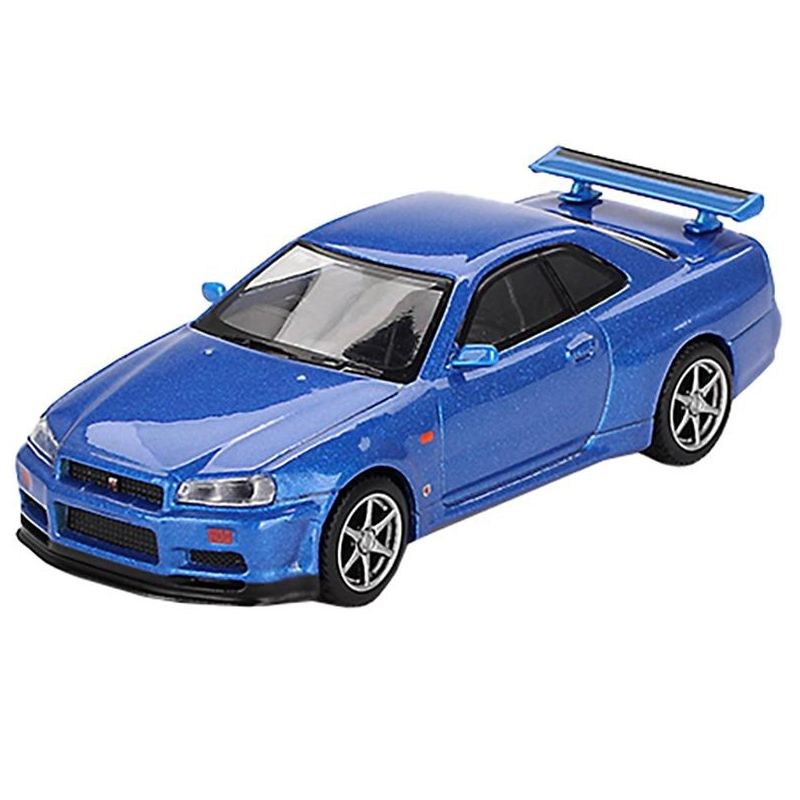 Nissan Skyline GT-R (R34) V-Spec RHD (Right Hand Drive) Bayside Blue Metallic Limited Edition 1/64 Diecast Model Car by Mini GT