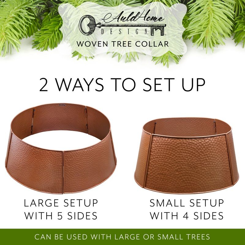 AuldHome Design 29" Copper Farmhouse Tree Collar, Farmhouse Enamelware Christmas Tree Skirt