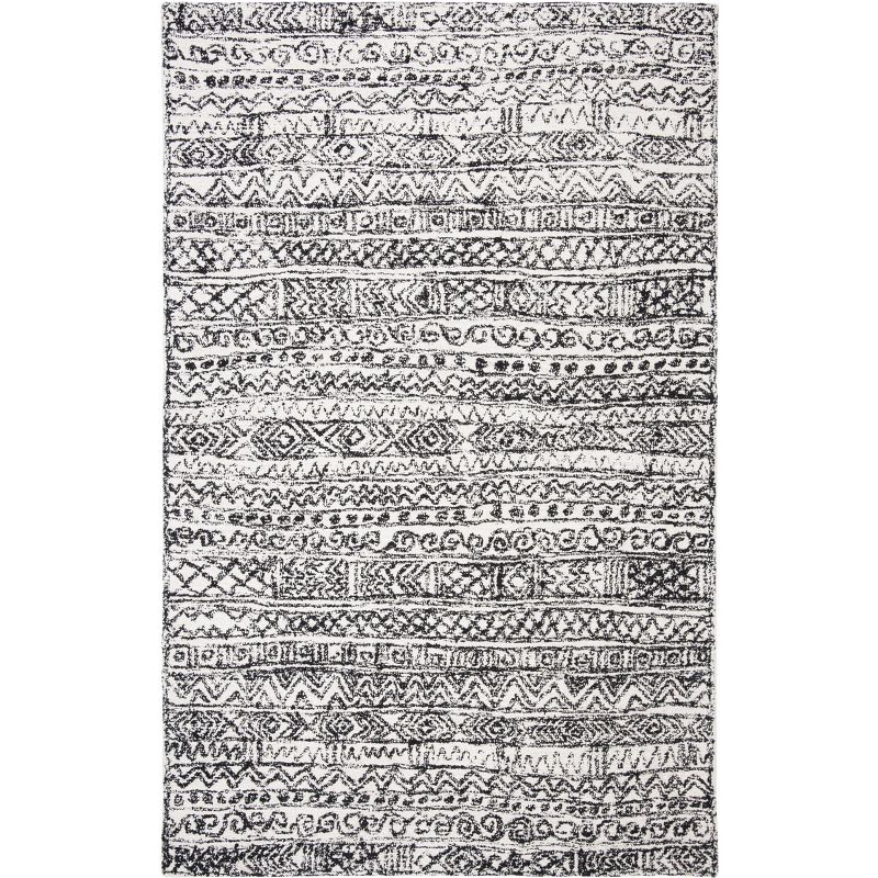 Micro-Loop MLP228 Hand Tufted Indoor Area Rug - Ivory/Black - 5'x8' - Safavieh