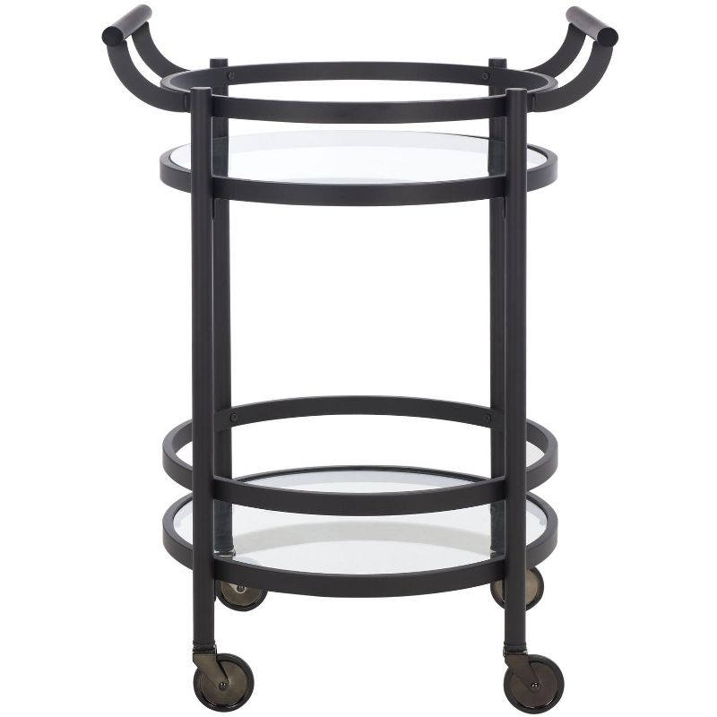 Sienna 2 Tier Round Bar Cart - Matte/Black - Safavieh