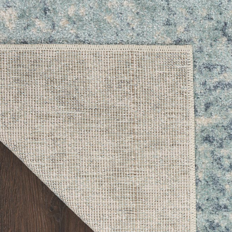 Nourison Astra Machine Washable Modern Abstract Indoor Rug Blue Ivory 2'2" x 8'