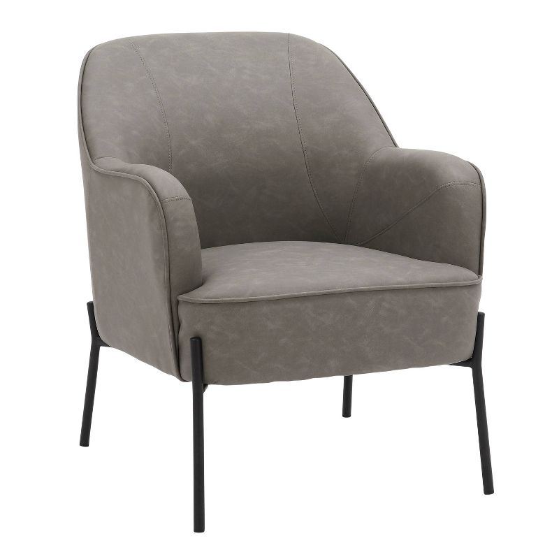 Daniella Contemporary Accent Chair Black/Gray - LumiSource: Upholstered Faux Leather, Steel Frame, Foam Cushion