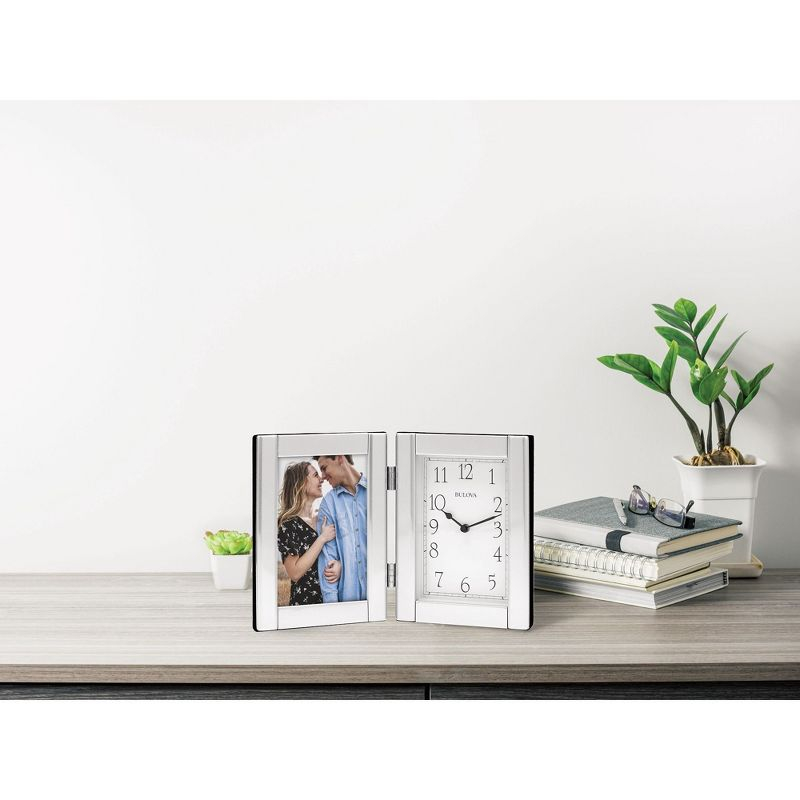 Bulova Clocks Forte II Brushed Aluminum Picture Frame Clock