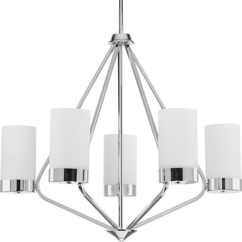 Progress Lighting Elevate 5-Light Chandelier, Polished Chrome, Glass Shades