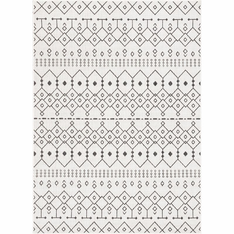 Well Woven Nors Ivory Indoor / Outdoor Flat Weave Pile Nordic Lattice Pattern Area Rug (7'10" x 9'10")