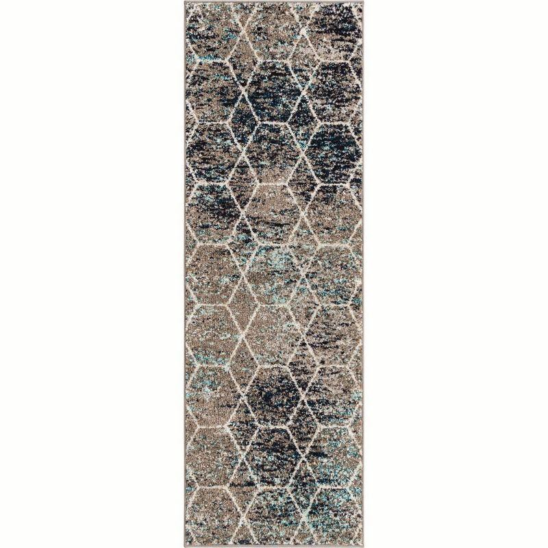 Unique Loom 2' 0 x 6' 0 Trellis Frieze Geometric Blue Multi Area Rug