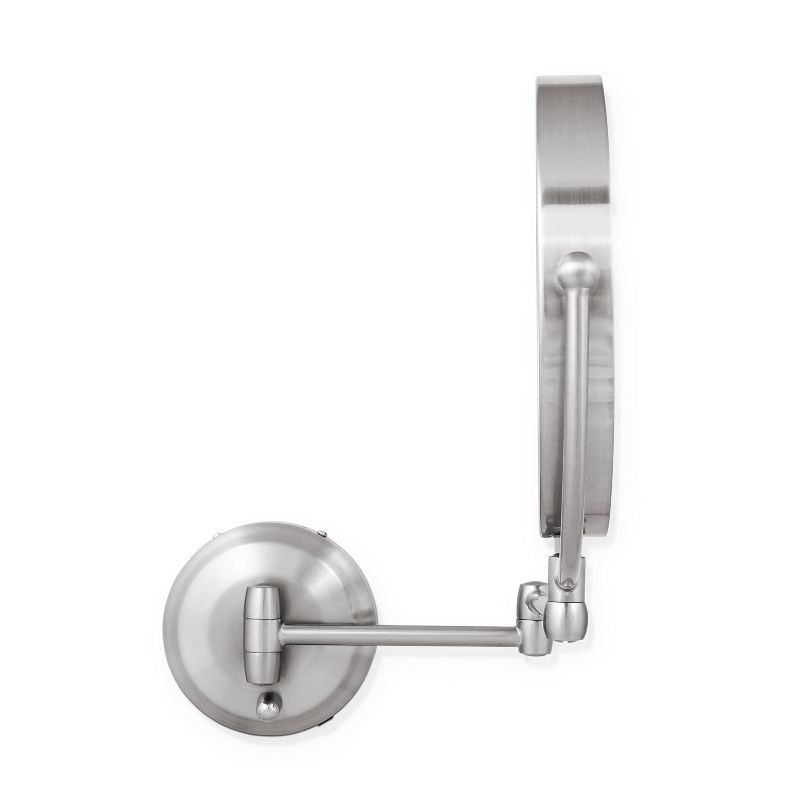 11" Round LED Wall Mount Powered by Battery or Adaptor Makeup Mirror Satin Nickel Finish - Zadro: 10x Magnifying, Spot Clean, Metal & Glass