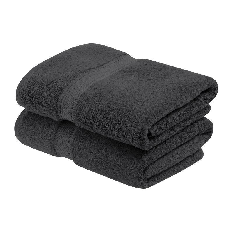 Luxury Cotton Heavyweight Ultra-Plush Bath Towel Set of 2, Charcoal - Blue Nile Mills