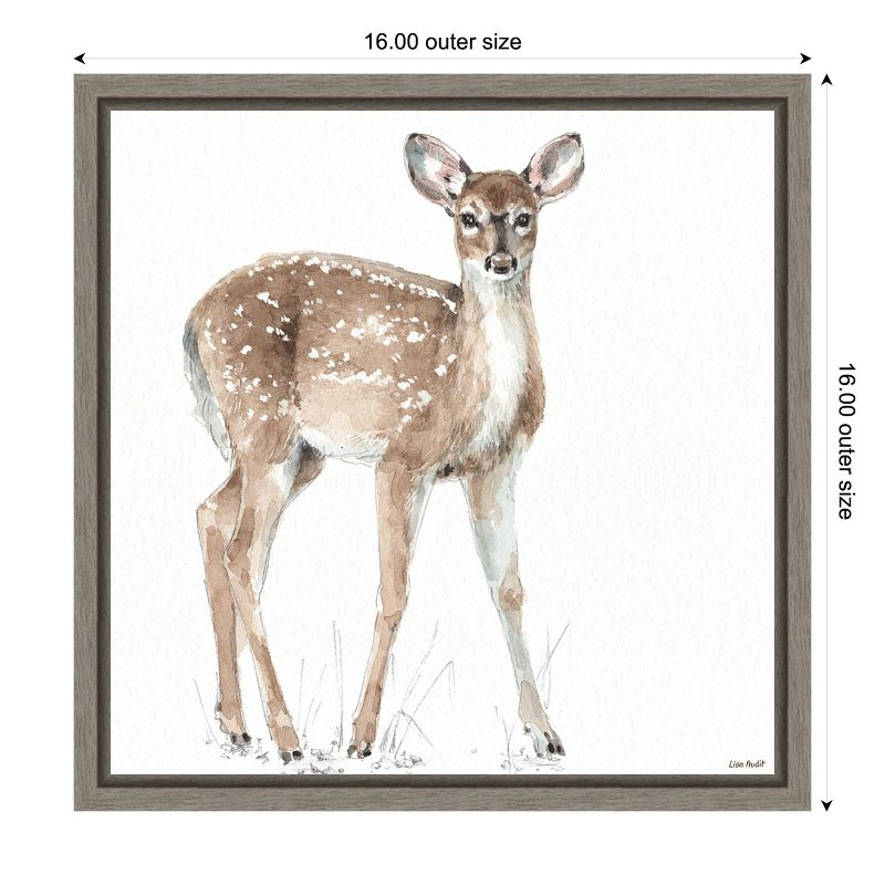 Amanti Art Forest Friends XII (Deer) by Lisa Audit Canvas Wall Art Print Framed 16-in. x 16-in. in Gray