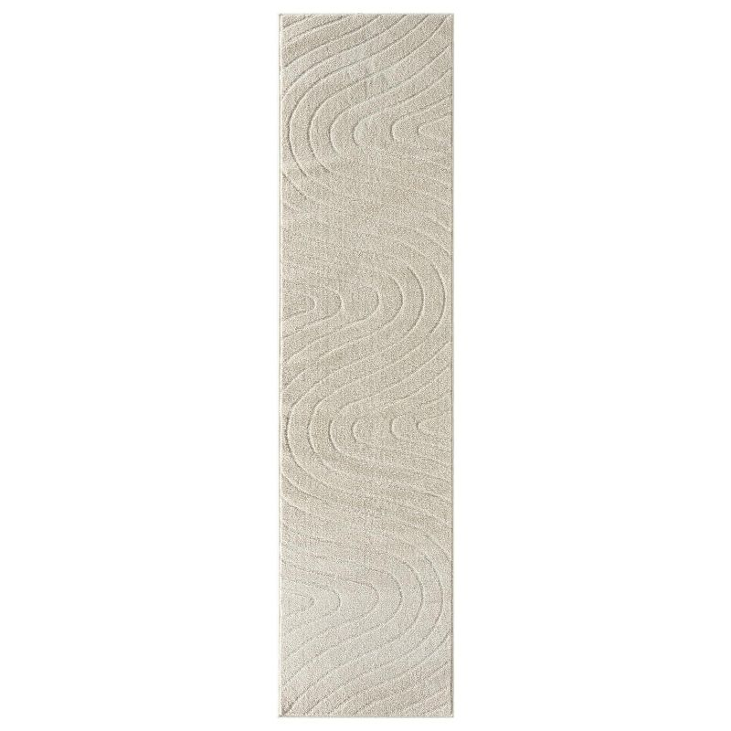 Luxe Weavers Modern Geometric Wave Cream 9x12 Area Rug