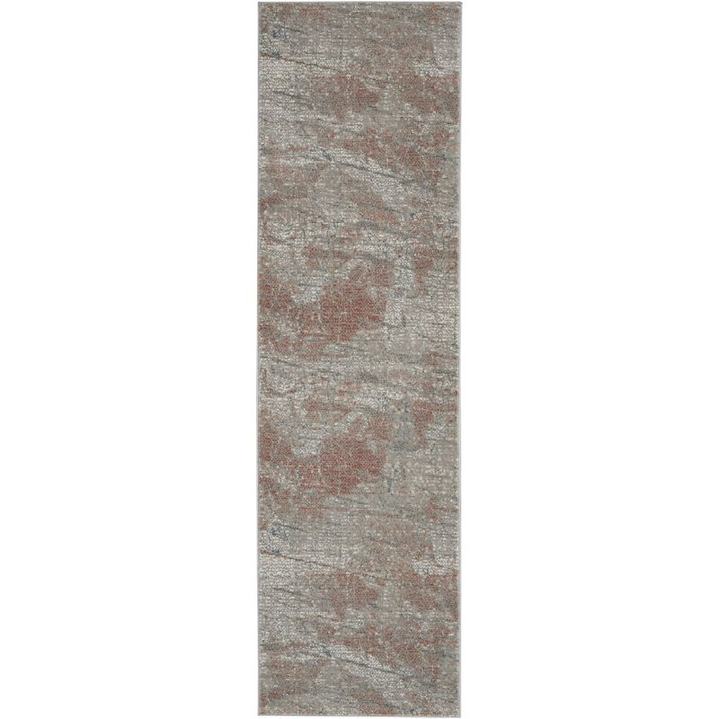 Nourison Rustic Textures Indoor Area Rug Light Grey/Rust 2'2" x 7'6"