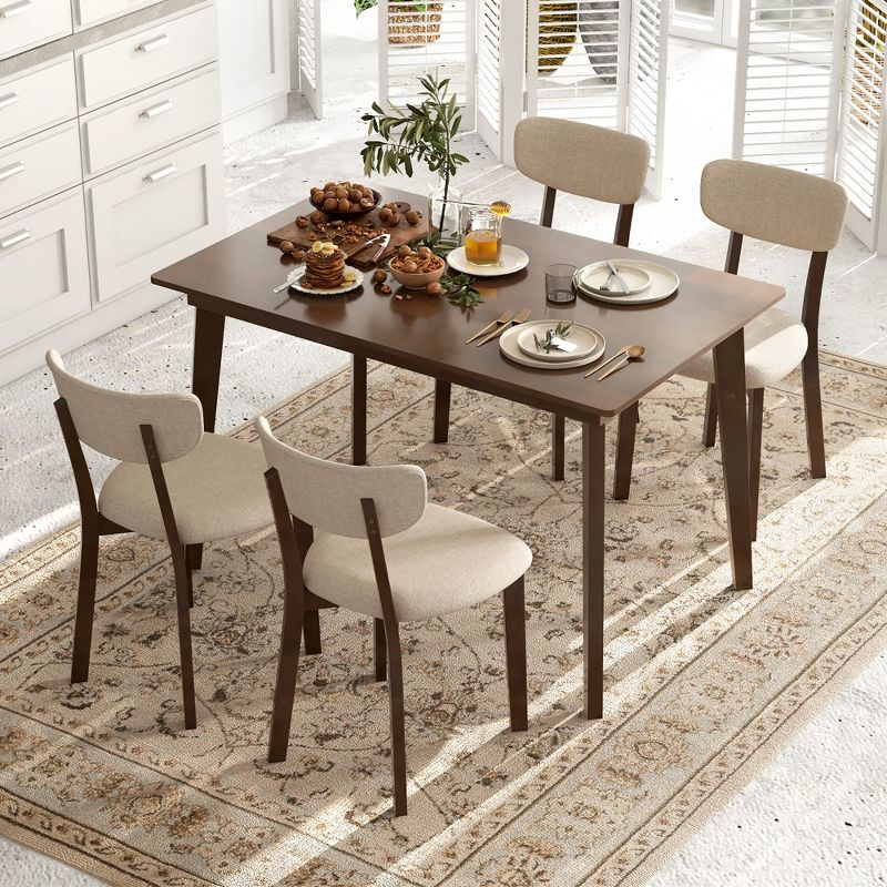 Tangkula 48" Wooden Dining Table for 4 People w/ Rubber Wood Legs for Small Spaces