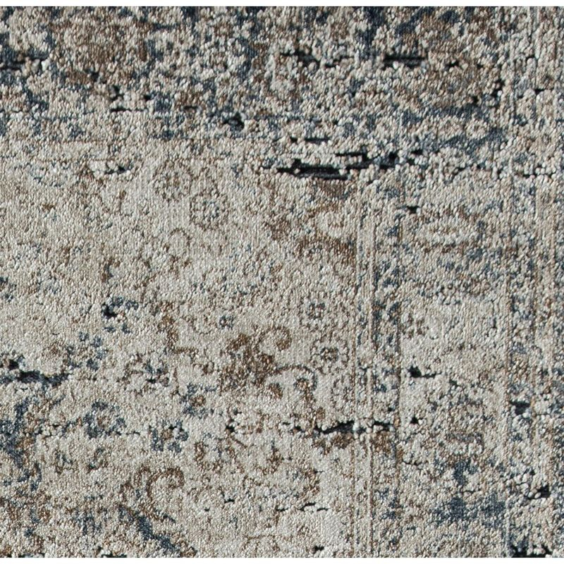 Rugs America Castle CB400A Blue Tan Abstract Transitional Blue Area Rug for Dining Room Rug Neutral Rug Living Room Rug Kitchen, 2'3"x8'