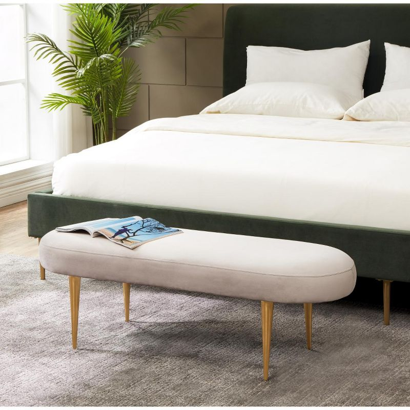 Corinne Oval Bench - SFV4704 - Pale Taupe/Gold - Safavieh Couture