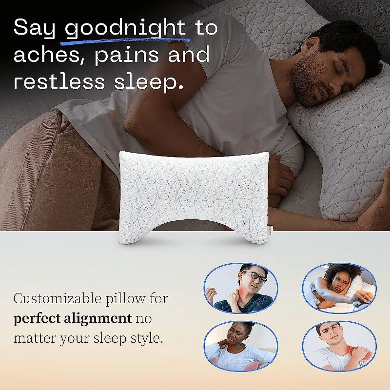 Coop Home Goods The Original Crescent Adjustable Pillow, Queen Bed Pillows for Shoulder, Neck & Head Support - Medium Firm for Back & Side Sleeper
