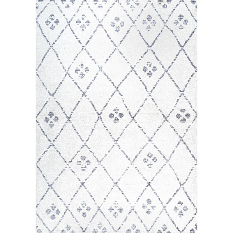4' X 6' Izil Moroccan Geometric Diamond Area Rug, Ivory/Light Gray - JONATHAN Y