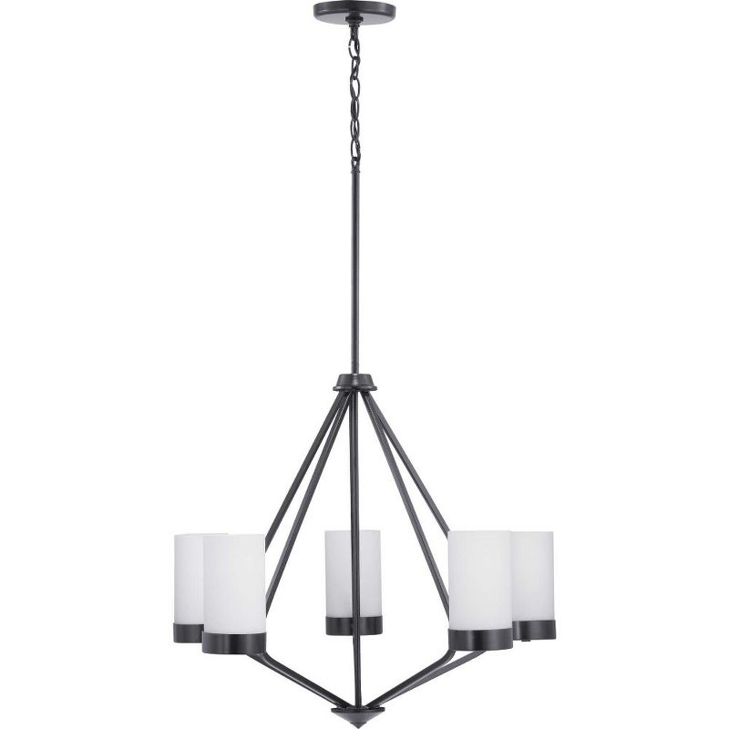 Progress Lighting Elevate 5-Light Chandelier, Steel, Matte Black, Glass Shades
