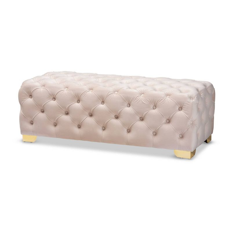 Avara Velvet Button Tufted Bench Ottoman - Baxton Studio