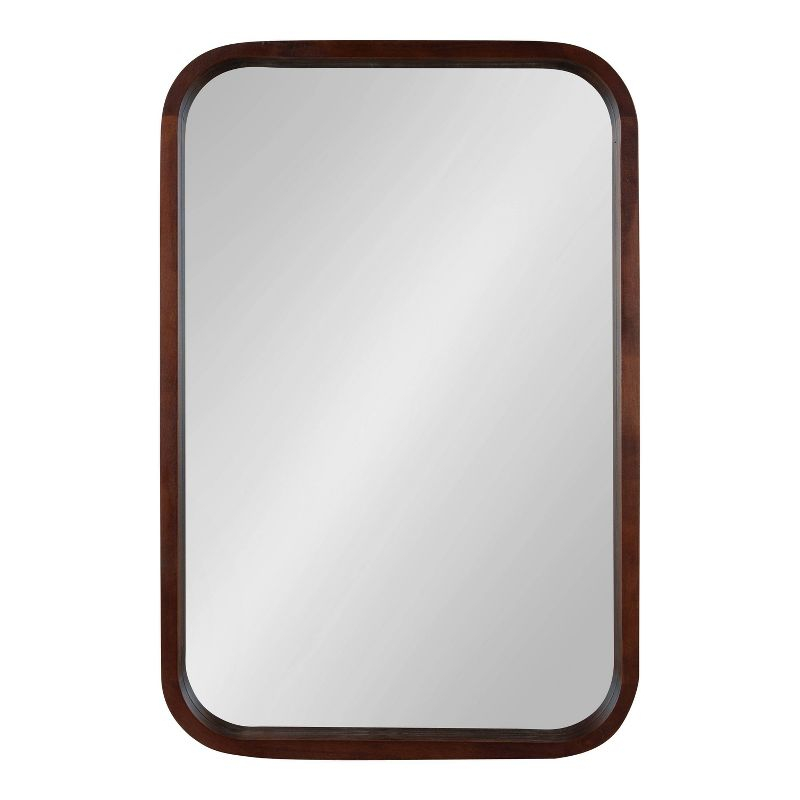Kate & Laurel All Things Decor 20" x 30" Hutton Wood Framed Radius Rectangle Decorative Wall Mirror Walnut Brown : Poplar, No Assembly
