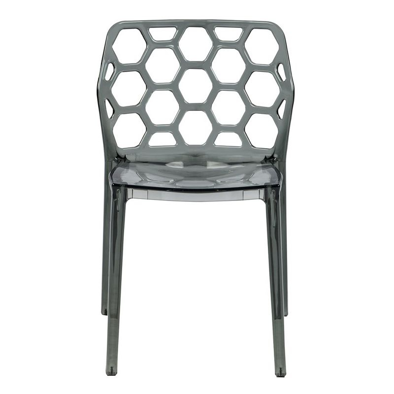 LeisureMod Dynamic Modern Plastic Dining Chair Set of 2 (Transparent Black)